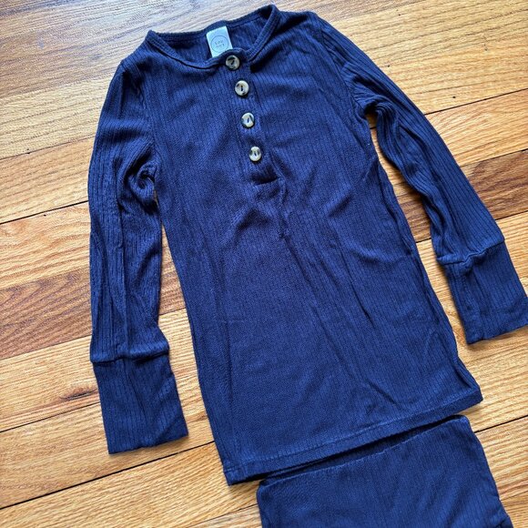 Set of 2 Lou Lou & Company Ribbed Pajama Tops/Bottoms Size 3T Navy Blue & Gray - Picture 3 of 12